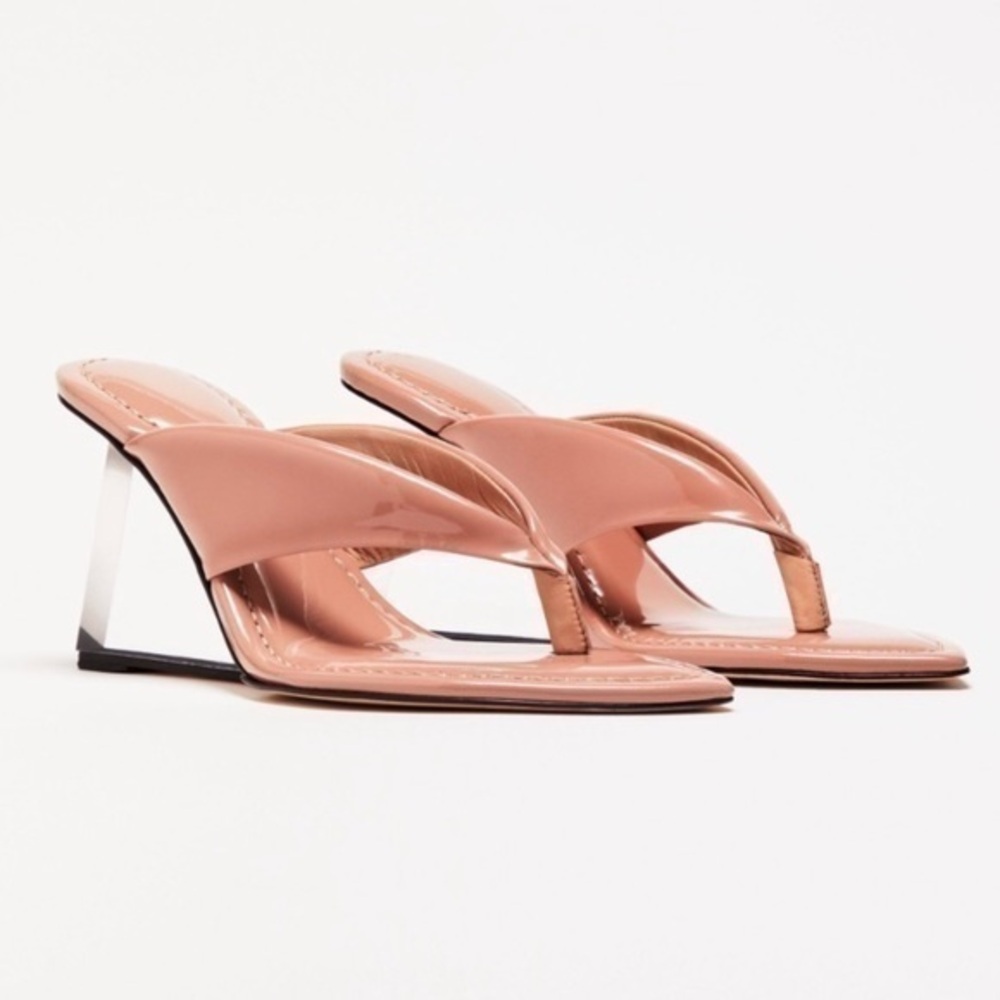 GOOD AMERICAN Dusty Pink Cinder-f*king-rella Thong Wedges